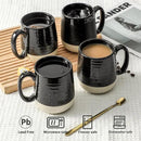 Hasense Ceramic Coffee Mugs Set, 15 oz Large Coffee Cups Set of 4, Tea Cups with Handle for Men and Women, Latte Mugs for Coffee, Tea, Milk, Hot Chocolate, Microwave Dishwasher Safe, Black by CozyNest Decor