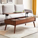Solid Oak Wood Lift Top Coffee Table for Living Room, Mid Century Modern Tables with Drawers and Large Storage, Coffee Tables for Small Spaces (Oak Walnut Color, 39.37" W x 21.65" D x 25.59" H) by CozyNest Decor