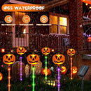 12 Pack Solar Pumpkin Lights for Halloween Decorations Outdoor, Waterproof Halloween Pathway Lights with 8 Modes, Orange Purple and Green Halloween Walkway Stake Lights for Yard Garden Party Decor by CozyNest Decor