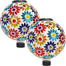 Sunnydaze 10 inch Solar Gazing Ball for Garden - Glass Outdoor Gazing Globe - Midsummer Dahlias - Set of 2 by CozyNest Decor