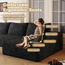 136" Sectional Couches for Living Room Modern Modular Sofa with L-Shape Couchs Upholstered Boneless Couch Deep Seat Sectional Couch with Chaise (Black, Right Facing Chaise+3Seaters) by CozyNest Decor