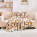 Boho Throw Blanket for Bed, 100% Cotton Soft Rustic Quilt Fall Blanket, 80"x90" Floral Printed Farmhouse Decor Bed Blankets, All Season Rustic Reversible Bohemian Throw Quilt by CozyNest Decor