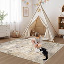 Area Rug for Living Room: 4x6 Washable Neutral Abstract Modern Soft Rugs Non Slip Indoor Floor Stain Resistant Carpet for Bedroom Dining Room Office Nursery - Golden Brown by TinyTreasures Baby Boutique