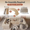 ovios Sectional Cloud Couch for Living Room, Modular Floor Sofa with Plush Corduroy, No Assembly Required, Big Comfy Couches Set with Fluffy Memory Foam, Stupendous U Shaped Sofas with Chaise, Grey by CozyNest Decor