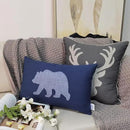 Lumbar Pillow Covers 12x20 Inches Bear Decorative Cotton Linen Throw Lumbar Waist Embroidered Cushions Covers for Couch Sofa Bedroom (Blue) by CozyNest Decor