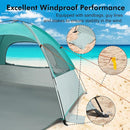 WhiteFang Beach Tent Anti-UV Portable Sun Shade Shelter for 3/4/6/8 Person, Extendable Floor with 3 Ventilating Mesh Windows Plus Carrying Bag, Stakes and Guy Lines by TinyTreasures Baby Boutique