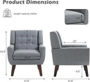 UIXE Accent Chair, Modern Upholstered Armchair in Fabric for Living Room, Comfy Club Arm Chairs Single Sofa Button Tufted Bedroom Reading Seat - Gray, Set of 4 by CozyNest Decor