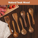 comfoyar Teak Wooden Spoons for Cooking, 7 Pieces Kitchen Cooking Utenails Set with Spatula and Ladle, Heat Resistant Kitchen Cookware for Nonstick Pan by CozyNest Decor