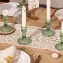 12Pcs Green Candlestick Holders Set- 4" H Taper Candle Holders Bulk, Glass Candle Holders for Wedding, Party, Romantic Dinner Table Centerpieces, Festival Gifts & Windowsill Decor by CozyNest Decor