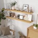 Floating Shelves 55 Inch Long, 55"W x 9"D Wall Shelf Invisible Bracket, 9 Inch Deep Floating Shelf for Wall, Rustic Wooden Shelves for Living Room, Kitchem, Bedroom, Oak Color, Set of 1 by CozyNest Decor
