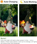 Mushroom-Picking Gnome Solar Garden Statue with 3 LED Lights, Set with 1 Gnome and 2 Small Mushroom, Lovely Garden Gnome Set for Patio, Yard, Lawn Ornament, Outdoor Decor by CozyNest Decor
