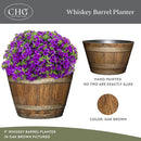 Classic Home and Garden Whiskey Barrel Planters - Wooden Finish Flower Planter Pot - Stylish Garden Pots - Indoor & Outdoor Resin Planters - Weather-Resistant Planting Pots (20.5" Oak Brown, 1-Pack) by CozyNest Decor