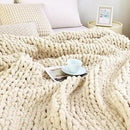 Admitrack Chunky Knit Blanket Throw 51"x63", 100% Hand Knit Chenille Throw Blanket for Sofa & Home Decor, Soft and Cozy Knitted Throw Blankets (Ivory，51"x63") by CozyNest Decor