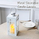 TRIROCKS Stainless Steel Decorative Lantern 12'' High Metal Candle Holder with Clear Glass Panels Perfect for Home Decor Living Room Parties Events Tabletop Indoor Outdoor (White) by CozyNest Decor