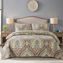 NEWLAKE Cotton Bedspread Quilt Sets-Reversible Patchwork Coverlet Set, European Paisley Blossom Pattern, King Size by CozyNest Decor