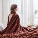 NEWCOSPLAY Super Soft King Blanket Coffee Premium Silky Flannel Fleece 3D Ribbed Jacquard Lightweight Bed Blanket All Season Use (Coffee Ribbed, King(90"x110")) by CozyNest Decor