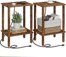 TUTOTAK End Table with Charging Station, Set of 2, Small Side Table with Outlets, Nightstand Bedside Table, 2-Tier Storage Shelf for Small Space, Living Room, Bedroom Brown TB01BB041C by CozyNest Decor