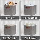 HNZIGE Shelf Storage Cubes Bins for Organizing, Set of 4, Cabby Fabric Cube 11x11 Closet Organizer with Handles (Gray) by TinyTreasures Baby Boutique