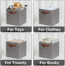 HNZIGE Shelf Storage Cubes Bins for Organizing, Set of 4, Cabby Fabric Cube 11x11 Closet Organizer with Handles (Gray) by CozyNest Decor