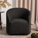 KINWELL 32" Wide Modern Boucle Swivel Barrel Chair, No Assembly Round Upholstered Swivel Accent Armchair for Living Room, Bedroom, Office (Black) by CozyNest Decor