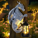 Garden Statues Tree Hugger Dragon - Halloween Dragon Statue Solar Lights Outdoor Patio Wall Decor,Christmas& Mothers Day&Birthday Gifts for Grandma Mom Women,Ideas Arts Crafts Waterproof Resin Lantern by CozyNest Decor