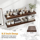 RICHFOCUS Live Edge Elm Floating Shelves - 40" W x 9.3" D Rustic Solid Wood Wall Shelves with Invisible Bracket, Wall-Mounted for Living Room, Bedroom, Kitchen Storage & Display, Set of 2, Walnut by CozyNest Decor