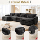 URRED Modular Sectional Sofa Comfy Cloud Couch, Modern Chenille Sofa Sleeper Deep Seat Couches with Ottoman/Pillows for Living Room (Black, 154'' - U Shape) by CozyNest Decor