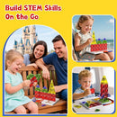 Magnetic Tiles Travel Toys with Storage Case, Portable STEM Building Blocks for 3-8 Year Olds, Toddler Airplane Activities & On-The-Go Birthday Gift for Boys & Girls by TinyTreasures Baby Boutique