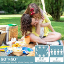 Waterproof Picnic Blanket 80" x 80" in Portable with Carry Strap for Beach Mat or Family Outdoor Camping Party, Park Blanket for Grass Park, Hiking, Travel, Concerts (Crystal Blue & Orange, 80" x 80") by TinyTreasures Baby Boutique