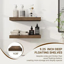 16 Inch Floating Shelves, 16"x9.25"x1.5" Inch Deep Floating Shelves for Wall, Wooden Shelves for Bathroom, Bedroom, Living Room, Brown by CozyNest Decor