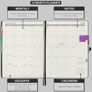 2026 Planner - JAN 2026 - DEC 2026, Planner Weekly and Monthly, Calendar Planner, 8.5" x 11", Leather Cover Planner with Thick Paper, Back Pocket with Notes Pages, Black by TinyTreasures Baby Boutique