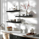 24 Inch Floating Shelves for Wall Rustic Black Wood Wall Shelves for Bedroom Set of 4 by CozyNest Decor