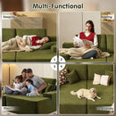 ovios 81" Oversized Sectional Double Lounge Chaise with Cloud Plush Sofa Bed, No Assembly Required, Fluffy Modern Sleeper Loveseat Chair for Indoor Living Room Bedroom Reading, Green (Cloud Velvet) by CozyNest Decor