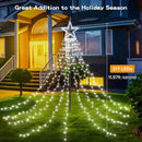 BlcTec Outdoor 317 LED Waterfall Tree Lights, 9 Strands with Timer - 8 Modes, Waterproof Christmas Lights for Garden, Patio, Yard Decor - Cool White by GreenHaven Gardens