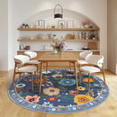 Floral 4ft Area Rug Machine Washable Soft Print Boho Carpet Non Slip Doormat Low Pile Flower Area Rugs for Living Room Bedroom Nursery Kitchen Dining Room Indoor-Blue/Grey by TinyTreasures Baby Boutique