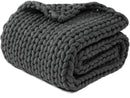 YnM Chunky Throw Blanket, Medium-Weight, Hand Knitted, Skin Friendly, Ventilated and Breathable, Machine Washable, Home Décor Piece for Couch, Sofa and Bed (Charcoal Grey, 40x50 Inch) by CozyNest Decor