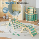 BlueWood 10-in-1 Pikler Triangle Set, Toddler Climbing Toys Indoor, Montessori Climber, Baby Jungle Gyms with Arch, Extra Rope Ladder & Footprint Balance Beam - Emerald Forest by TinyTreasures Baby Boutique