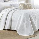 MarCielo 3-Piece 100% Cotton Oversized Bedspread Lightweight Quilt Coverlet Embroidery Farmhouse Bedding (Tf Bright White, Oversized King (118"x106")) by CozyNest Decor