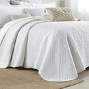 MarCielo 3-Piece 100% Cotton Oversized Bedspread Lightweight Quilt Coverlet Embroidery Farmhouse Bedding (Tf Bright White, Oversized Queen (100"x106")) by CozyNest Decor