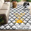 OLANLY Reversible Outdoor Rug 6x9 ft Clearance, Waterproof Outdoor Plastic Straw Rug with Interlacing Pattern, RV Mat for Patio, Camping, Balcony, Deck, Backyard, Black & White by CozyNest Decor