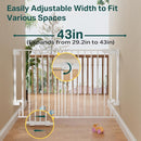 Cumbor 29.2-43" No Bottom Bar Baby Gate for Stairs, 2-in-1 Hardware Mounted Dog Gate Indoor, Auto Close Pet Gate for Doorways with Large Walk Thru Door, Wide Child-Proof Safety Gates for Kids (White) by TinyTreasures Baby Boutique