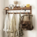 AMBIRD Coat Rack Wall Mount, 35 inch Large Wall Hooks with Shelf, Entryway Shelf with 7 Dual Coat Hooks 4 Key Hooks Mail Organizer, Wooden Coat Hanger and Key Holder Wall Mount by CozyNest Decor