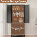 Kitchen Pantry Cabinet, 75" Tall Pantry Cabinet with Three Drawers, Freestanding Food Cupboard with Doors and Shelves, Metal Storage Cabinets for Dining, Living Room, Black, Assembly Required by CozyNest Decor