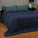 Pawque Super Soft Cozy Throw Blanket Queen Size for Couch Bed, Fluffy Sherpa Fleece Reversible Thick Warm Fuzzy Blanket for All-Season, 3D Checkered Jacquard Decorative Blankets, Navy Blue, 90"x90" by CozyNest Decor