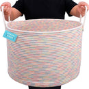 OrganiHaus Toy Storage Basket for Kids, Large Cotton Rope Organizer Bin for Nursery, Toy Box, Blanket Holder, Baby Hamper for Living Room, Soft & Washable, 20x13 inches - Rainbow by TinyTreasures Baby Boutique