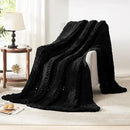 L'AGRATY Chunky Knit Blanket Throw: Soft Chenille Yarn Throw Blanket 60x80 - Handmade Thick Cable Crochet Blanket - Large Chunky Rope Throw Blanket for Couch Sofa Bed Home Decor(Black) by CozyNest Decor