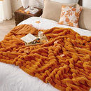 Cozy Bliss Fall Harvest Faux Fur Throw Blanket for Couch, Cozy Warm Plush Striped Blanket for for Decorating Couch Sofa Bedroom Living Room,60 * 80 Inches Burnt Orange by CozyNest Decor