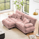 Loveseat Modular Sectional Sofa, L Shaped Couch with Ottoman, Cloud Couch Sectional Couch Home Sofa Living Room Oversized Couch Deep Seat Couch with Round Bolster Armrests 4 Pillows(Pink) by CozyNest Decor