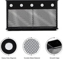 Wire Mesh Storage Baskets Organizer Set of 2 Black Magnetic Basket with 5 Strong Magnets Magnetic Organizer Holder for Refrigerator Locker Whiteboard Office, 6.29'' × 2.28'' × 3.54'' by CozyNest Decor