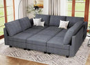 Belffin Corduroy Modular Sectional Sofa 9 Seat Convertible Sectional Sleeper Sofa Bed with Storage Ottomans Modular Sectional Couch Bed for Living Room Dark Grey by CozyNest Decor